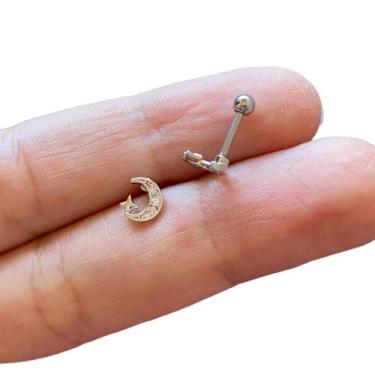 Imagem de Piercing Orelha Lua Mini Estrela Delicada Aço Cirúrgico 316l - Raraste
