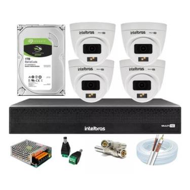 Imagem de Kit 4 Cameras Intelbras 1120 D Full Color Imagem Colorida Dia e Noite 