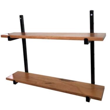 Imagem de Estante De Ferro Para Livros Ou Multi Uso Com 2 Prateleiras De Madeira