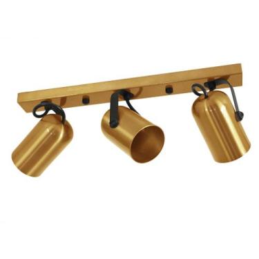 Imagem de Trilho Luminária Teto 3 Spots Direcionáveis Alumínio Dourado - Preludi
