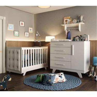 Imagem de Conjunto para Quarto de Bebê com Cômoda de Bebê Berço com Capitone e P