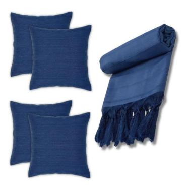 Imagem de Kit Manta Xale para Sofá e Cama Lisa com 4 Capas para almofada - MILLE