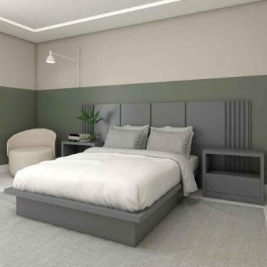 Imagem de Kit Quarto Sob Medida MDF Casal com 2 Mesas e Cabeceira 2,7m - Casa La