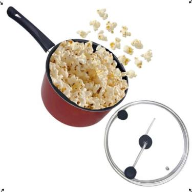 Imagem de Panela Pipoqueira Caldeirão Vermelho 4L  com Cabo e Tampa de Vidro Has