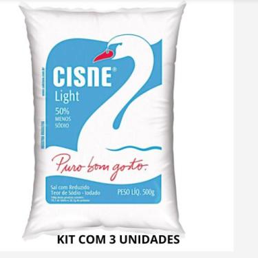 Imagem de Sal Refinado Light Cisne Pacote 500g KIT COM 3 UNIDADES
