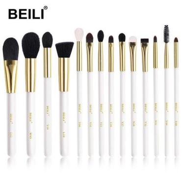 Imagem de Kit Pincéis De Maquiagem Profissional Blush Sobrancelha 14 PÇS  - ElaS