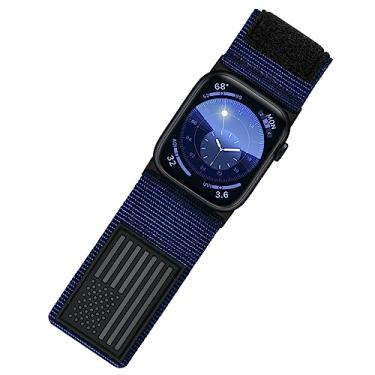 Imagem de Tefeca Pulseira Ultrawide com bandeira dos EUA Fortitude compatível com Apple Watch Ultra 2/Ultra de 49 mm, série 10 de 46 mm, séries 9/8/7 de 45 mm, SE2/SE/6/5/4 de 44 mm (azul, M/G para 42 mm/41