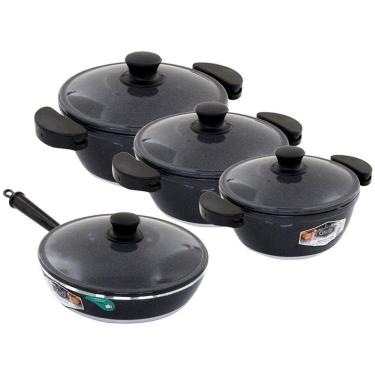 Imagem de Kit 3 Panelas + Frigideira Gulê Alumínio 4 Peças Grafite