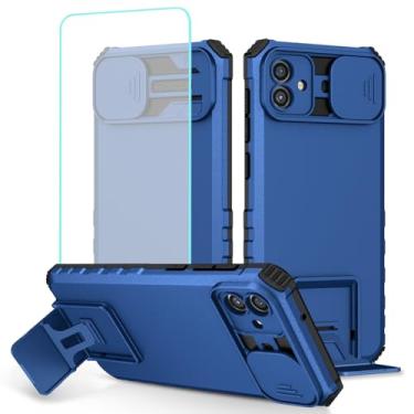 Imagem de Tothedu Capa para Galaxy A06, capa para Samsung A06 SM-A065F com protetor de tela de vidro temperado e capa de câmera deslizante, capa protetora fina com suporte resistente para Samsung Galaxy A06