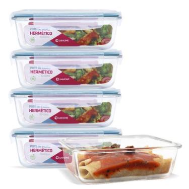Imagem de Conjunto 5 Potes Vidro Hermético Mantimentos Marmita 1040ml - U4home, 