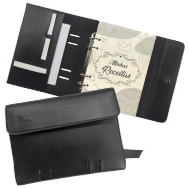 Imagem de Agenda Minhas Receitas 165-R Personalizada Raffai Couros, Preto