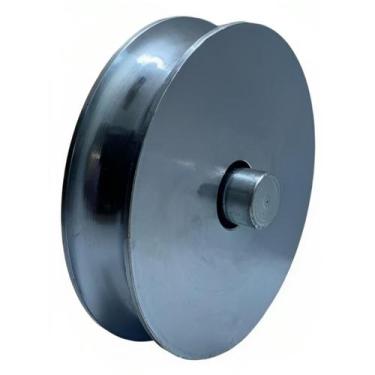 Imagem de Roldana em aco 4" canal (u) com eixo e rolamento porta portão ferro jo