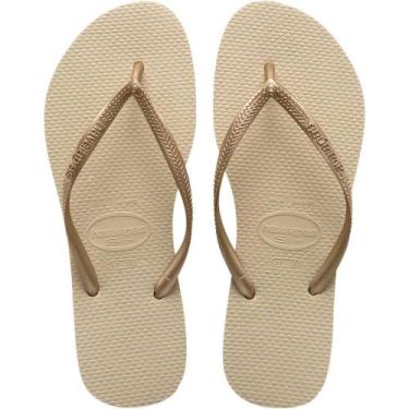 Imagem de Chinelo Havaianas Feminino SLIM 35/36 AREIA/DOURADO