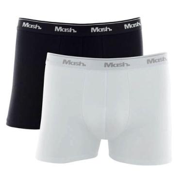 Imagem de Kit 2 Cuecas Boxer Branco/Preto Mash 110.18 Plus Size, Branco, Preto, 
