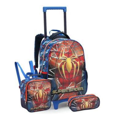 Imagem de Kit Mochila Rodas 17" Spider Man Lancheira Térmica Estojo - Seanite, A