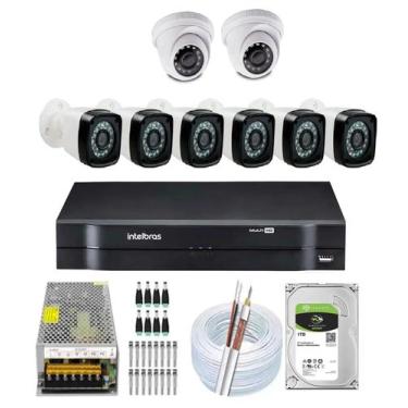 Imagem de Kit 8 Cameras Segurança 1080 Full Hd Dvr Intelbras 8ch Alta Resolução 