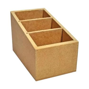 Imagem de Porta Controle Remoto 3 Divisórias 9x8x14 Mdf Madeira  - ATACADÃO DO A