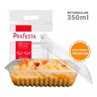 Imagem de Pote Marmita Fit Retangular Descartável C/tampa porções de alimentos f