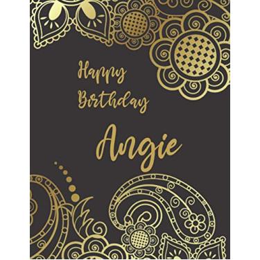 Imagem de Happy Birthday Angie: DOTTED Journal 8.5x11 LARGE Notebook A4 Luxurious MATTE Cover 120 Pages Dot Grid Paper Floral Name Gifts For Angie Dot Graph Sketchbook