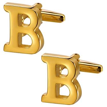 Imagem de Abotoaduras HAWSON masculinas banhadas a ouro para negócios, acessório de camisa de casamento Dourado