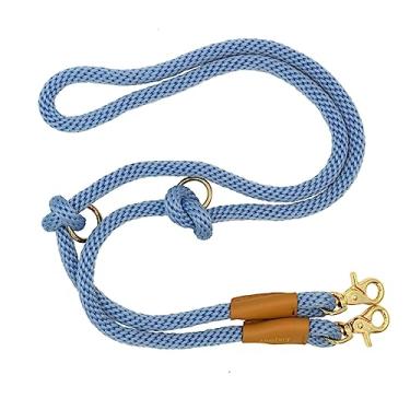 Imagem de Coleira multifuncional para cães de 2 m, coleira para cães com mãos livres, correia de corda transversal, coleira longa ajustável para 2 cães (2,1 m x 12 mm, azul arejado)