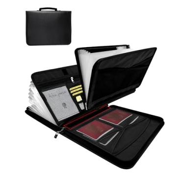 Imagem de WhelLux Bolsa organizadora de documentos importantes, à prova de fogo, organizador de arquivos sanfonados, 26 bolsos com alça, suporte para documentos, dinheiro, recibos, certidão de nascimento,