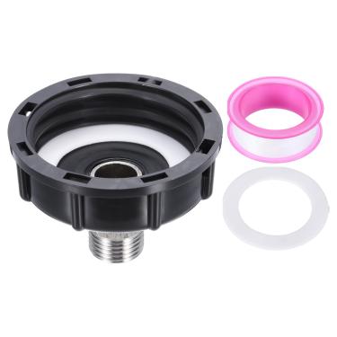 Imagem de PATIKIL Adaptador de bolsa IBC, rosca macho de 1/5.1 cm para rosca fêmea grossa S60x6 5.1 cm, adaptador de drenagem de tanque de água de 275-330 galões, conector de mangueira de água de jardim, preto