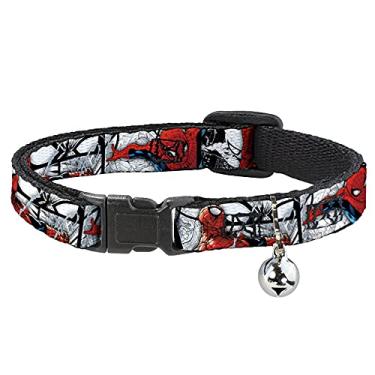 Imagem de Coleira de gato separável Homem-Aranha poses cenas de quadrinhos, branco, preto, vermelho, 20 a 30,5 cm de largura
