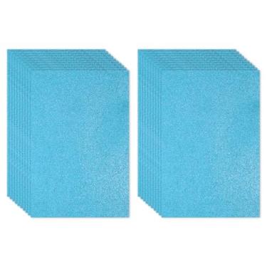 Imagem de PATIKIL Folha de espuma de EVA brilhante azul com glitter, 40,6 x 30,5 cm, 2 mm de espessura, com adesivo nas costas, feltro com glitter em EVA para projetos de artesanato, 20 peças