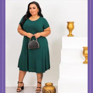 Imagem de Vestido Midi Plus Size Com Manguinha Tamanho do 46 ao 54 Viscolycra - 