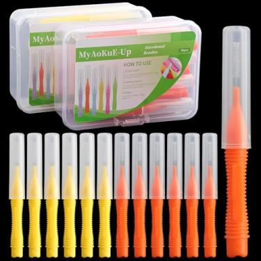 Imagem de myaokue-up 40 peças de escova dentária, palito interdental e cabeça de fio dental para limpeza de dentes, ferramenta de higiene bucal para aparelhos e saúde das gengivas