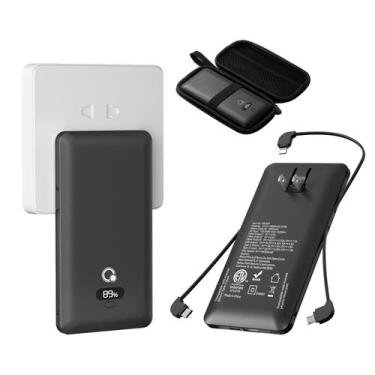 Imagem de Carregador Portátil Q 10000mAh com Cabos Embutidos - Preto