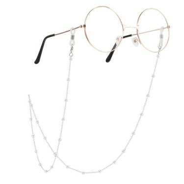 Imagem de Óculos de Sol com Cordão WLLHYF - Correntes com Miçangas Prateadas par