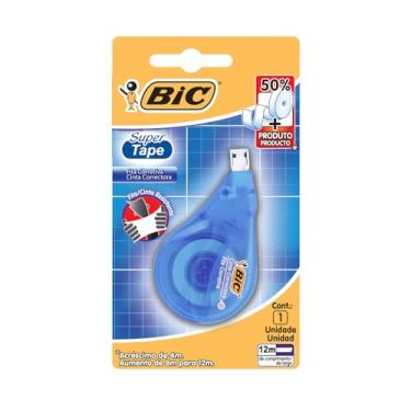 Imagem de Corretivo em Fita BIC Super Tape, 12 Metros, Correção Instantânea, Formato Anatômico, 891820, 1 Unidade