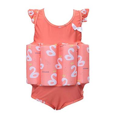 Imagem de Lemandii maiô flutuante removível para crianças, roupa de banho de natação, roupa de banho perfeita para crianças ou bebês, aprender a nadar, Flamingo, Medium