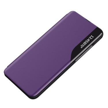 Imagem de FWYANZH Capa de couro para Samsung Galaxy S25 Ultra/S25 Plus/S25, capa flip Smart Window View All-Round Protection Cover Função de suporte, roxa, S25 Ultra