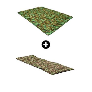 Imagem de Kit com 2 Colchonetes Acampamento Camping 1 Casal e 1 Solteiro Pesca Retiro Ginástica - Emcompre