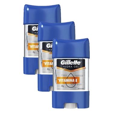 Imagem de Kit 3 Desodorantes Gel Antitranspirante Gillette Hydra Gel Vitamina E 82g