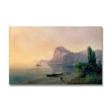 Imagem de Impressões em tela famosas. "Coast 35.6 cm de Ivan Aivazovsky, reproduções de arte clássicas, arte em tela de paisagem para decorações de quarto e escritório doméstico. 40 x 65 cm-15,7 x 25,6 pol sem