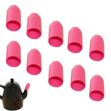 Imagem de NentMent Pacote com 10 tampas de proteção contra poeira para bule de chá de borracha, tampa protetora para chaleira de vidro, fogão, bule de chá de aço inoxidável com infusor de ferro fundido, bule de