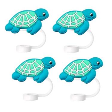 Imagem de Topos de palha de tartaruga marinha para copos Stanley; tampas de palha de tartaruga marinha compatíveis com Stanley copo de 30 e 1,134 g, topo de canudos reutilizáveis e de silicone para pontas de