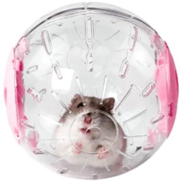 Imagem de Copfeu Bola de cristal de hamster anão fofo para hamsters pequena silenciosa gaiola de roda acessórios adequados para hamsters (rosa, 16 cm)
