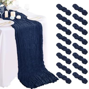 Imagem de AIRIT LOVELY Caminho De Mesa Gaze Azul Marinho Com 16 Peças, 3 Metros, 35X120 Polegadas, Longo, Rústico E Transparente Para Festa Casamento, Chá Bebê Decoração