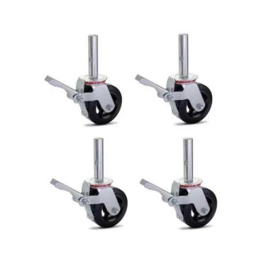 Imagem de Kit 04 Rodizio Para Andaime Roda De Borracha Ferro Giratório - Colson 