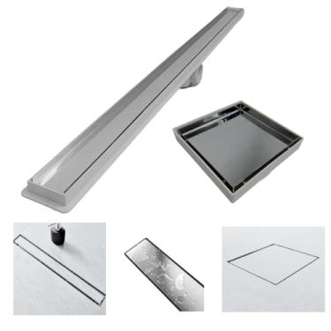 Imagem de Kit Seca Box Linear 5x80 + Ralo 15x15 Inox 2 em 1 Invisível Oculto Base Branco Banheiro