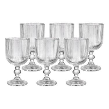 Imagem de Jogo De Taças De Vidro Transparente riscada canelada Graffiato 400ml 6 Peças vinho água drinks transparente
