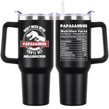 Imagem de Aokonby Papa Gifts Presentes de aniversário para Papa14 Oz Dinossauro Copo de Viagem Presente Presentes de Natal para Papasaurus