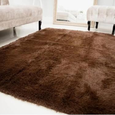 Imagem de Tapete Para Sala Quarto Peludo Felpudo Grande 200x150 - Macio, Fofinho, Luxuoso, Pelo Alto 40mm, Decorativo (Marrom Chocolate)