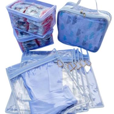 Imagem de Kit 6 Saquinhos Bebe Organizador Mala Maternidade TAG + 3 Nécessaires Porta Fraldas Remédio Higiene. (Branco)