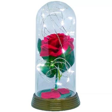 Imagem de Luminária A Bela e a Fera 20cm LED Veludo Vermelha - Global